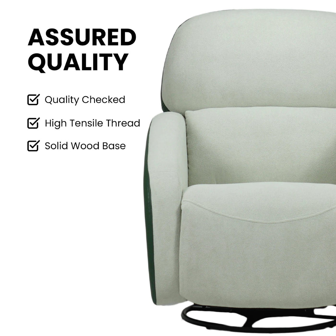 Hush Hiven Pebble Single Seater Motorized Recliner Chair – Dual Tone Boucle & Leatherette Luxury Recliner - Hush Hiven