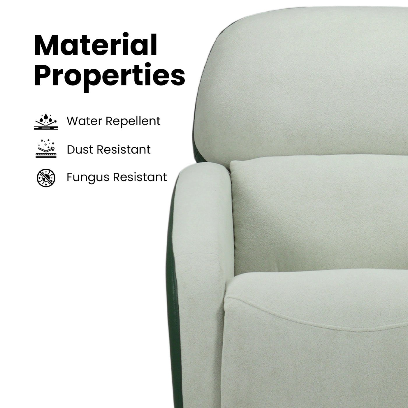 Hush Hiven Pebble Single Seater Motorized Recliner Chair – Dual Tone Boucle & Leatherette Luxury Recliner - Hush Hiven