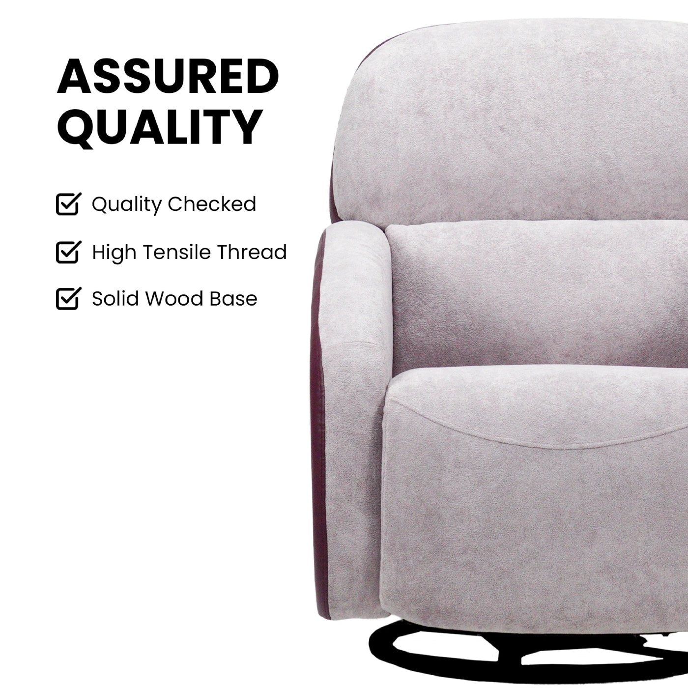 Hush Hiven Pebble Single Seater Motorized Recliner Chair – Dual Tone Boucle & Leatherette Luxury Recliner - Hush Hiven