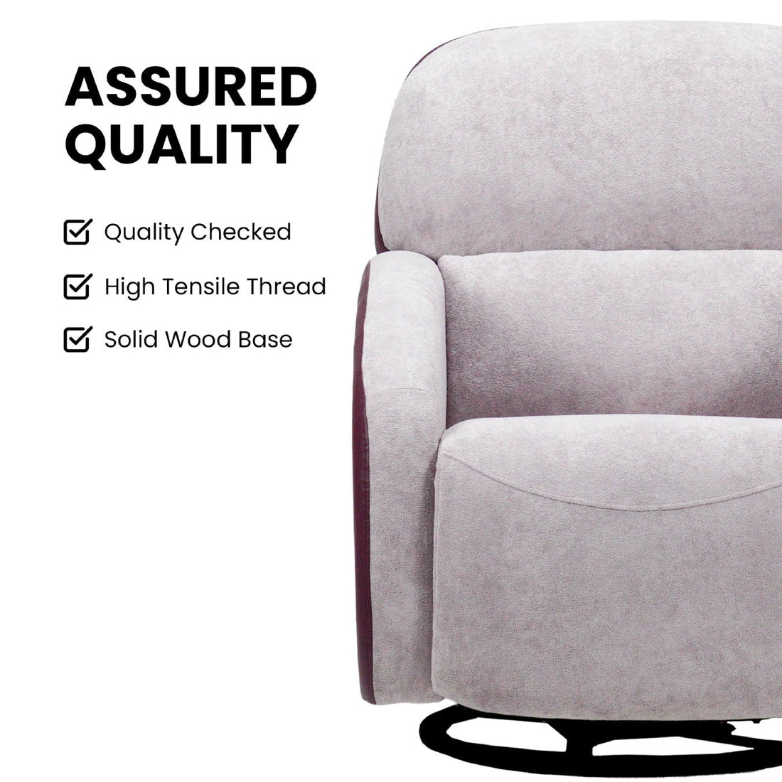 Hush Hiven Pebble Single Seater Motorized Recliner Chair – Dual Tone Boucle & Leatherette Luxury Recliner - Hush Hiven