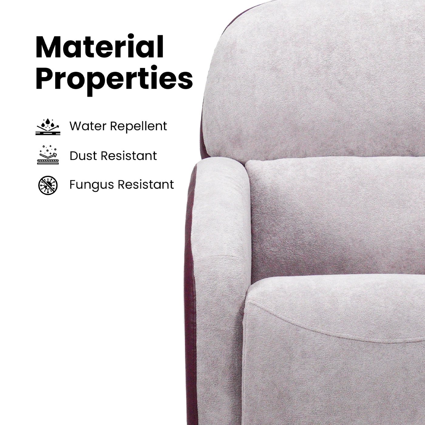 Hush Hiven Pebble Single Seater Motorized Recliner Chair – Dual Tone Boucle & Leatherette Luxury Recliner - Hush Hiven