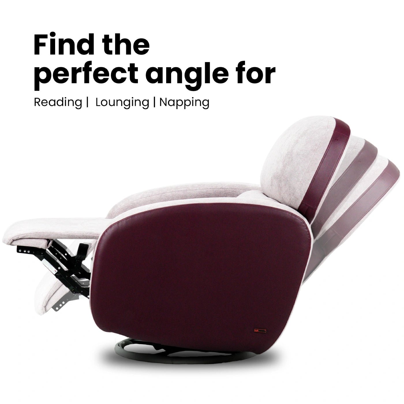 Hush Hiven Pebble Single Seater Motorized Recliner Chair – Dual Tone Boucle & Leatherette Luxury Recliner - Hush Hiven