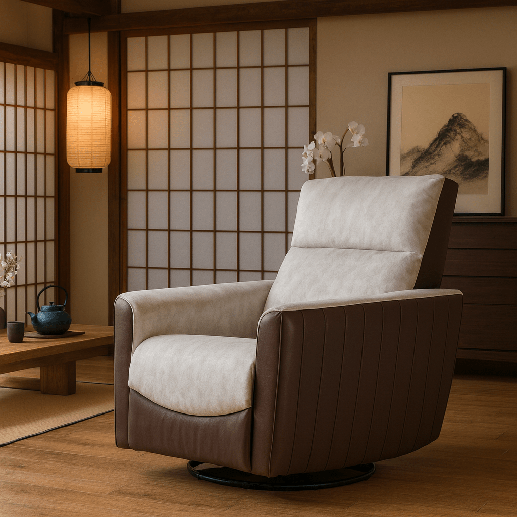 Hush Hiven Satoru Single Seater Motorized Recliner Chair Japanese Design Velvet Leatherette Luxury Recliner - Hush Hiven