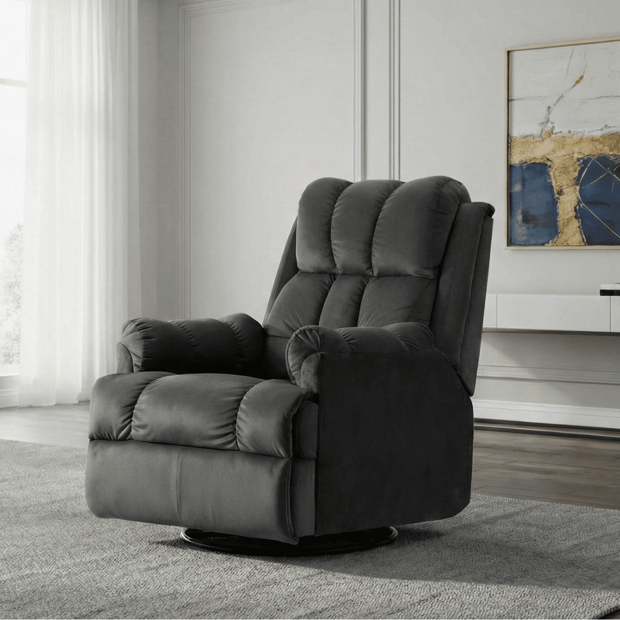 Hush Hiven Donna Single Seater Motorized Recliner Chair Smooth Velvet Dual Motion Luxury Recliner - Hush Hiven