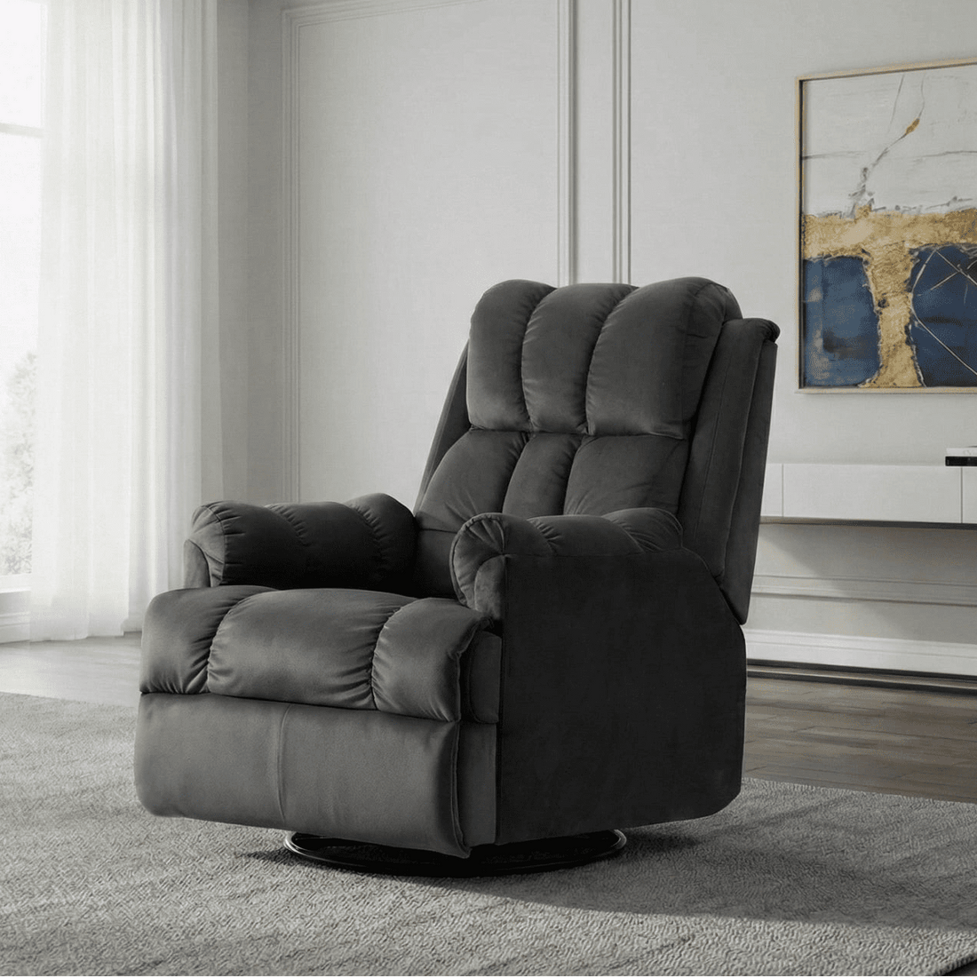 Hush Hiven Donna Single Seater Motorized Recliner Chair Smooth Velvet Dual Motion Luxury Recliner - Hush Hiven
