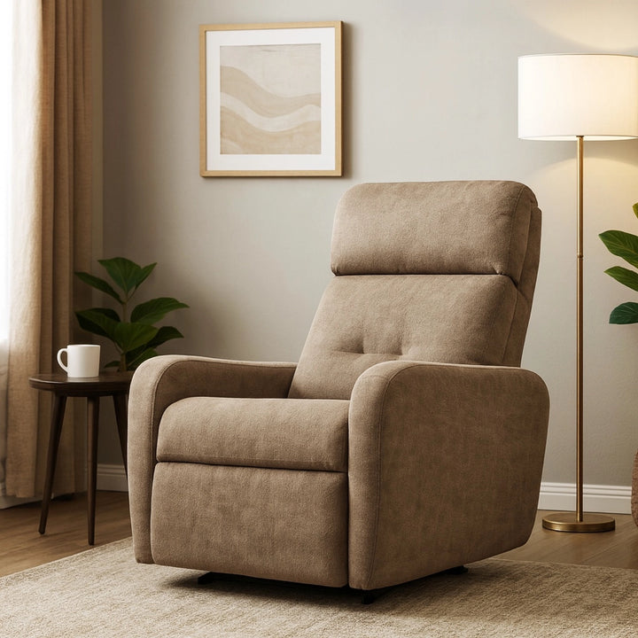 Hush Hiven EVA Single Seater Manual Recliner Chair Boucle Fabric Adjustable Headrest Luxury Recliner