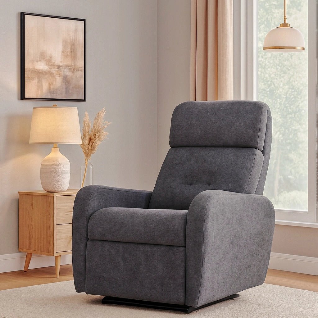 Hush Hiven EVA Single Seater Manual Recliner Chair Boucle Fabric Adjustable Headrest Luxury Recliner - Hush Hiven