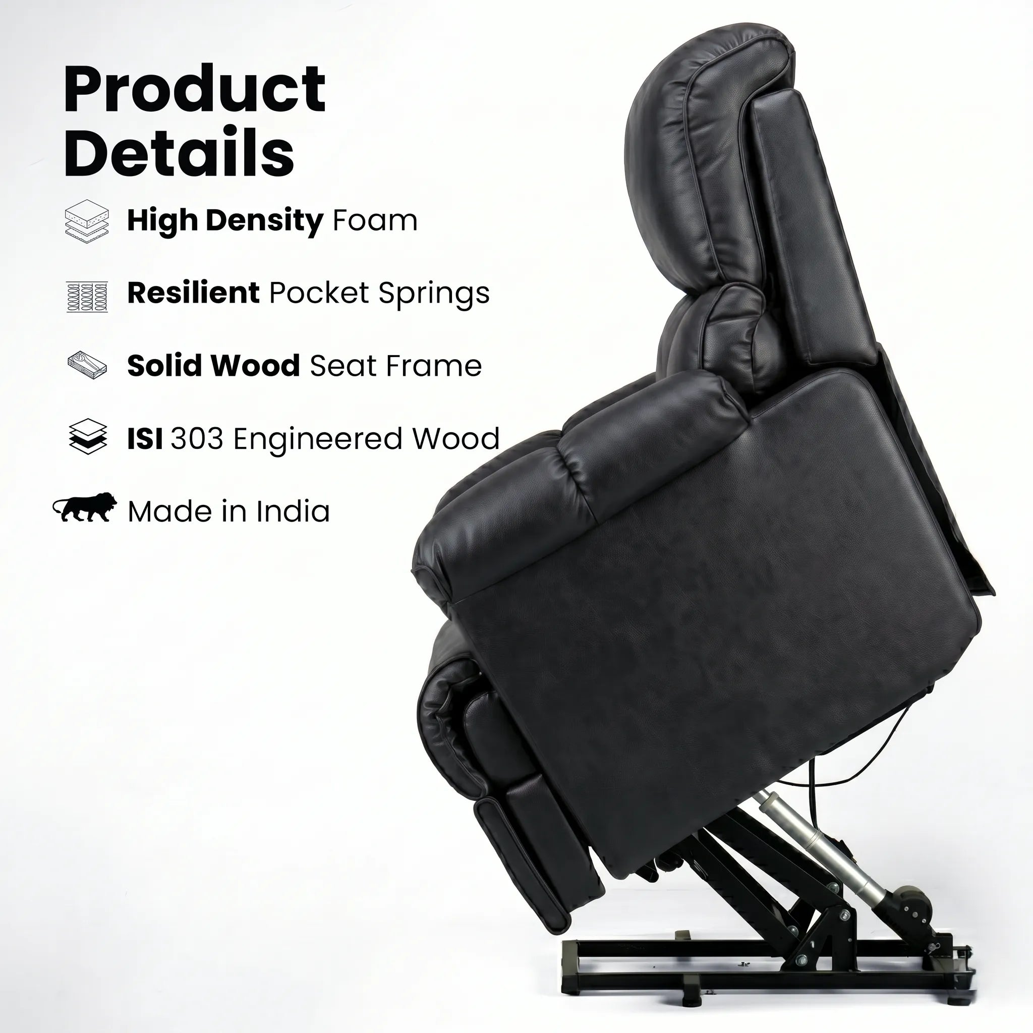 Hush Hiven Highlander Electric Recliner Armchair with Power Lift Stand Assist Smooth Velvet - Hush Hiven