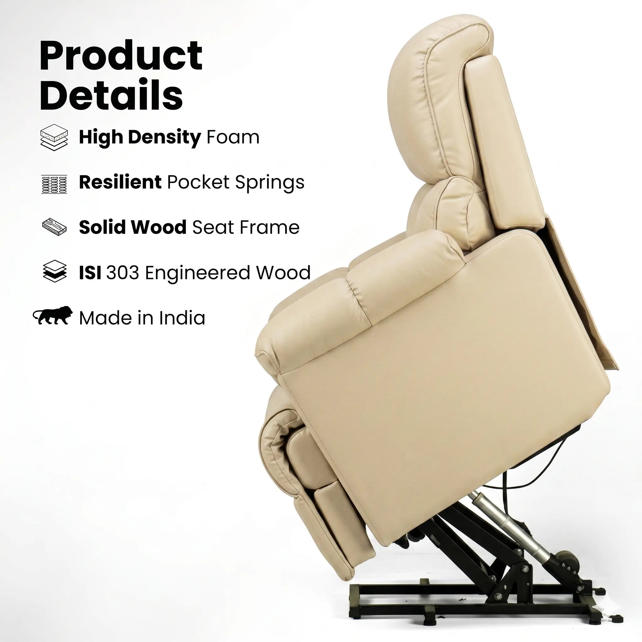 Hush Hiven Highlander Electric Recliner Armchair with Power Lift Stand Assist Smooth Velvet - Hush Hiven