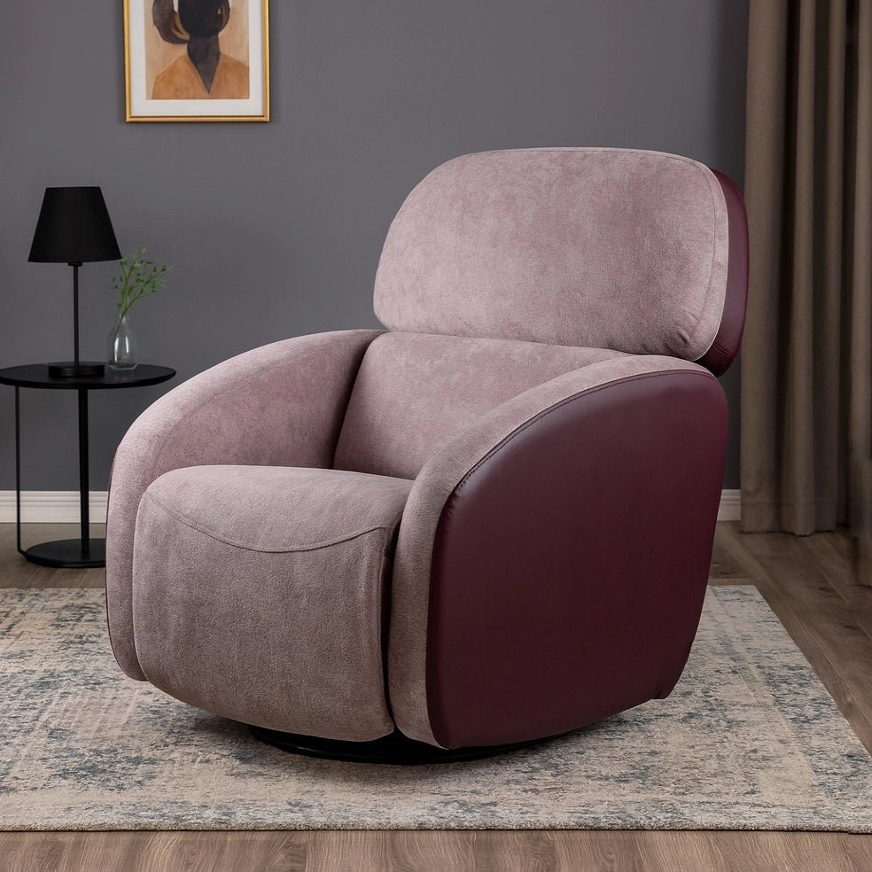 Hush Hiven Pebble Single Seater Motorized Recliner Chair – Dual Tone Boucle & Leatherette Luxury Recliner - Hush Hiven