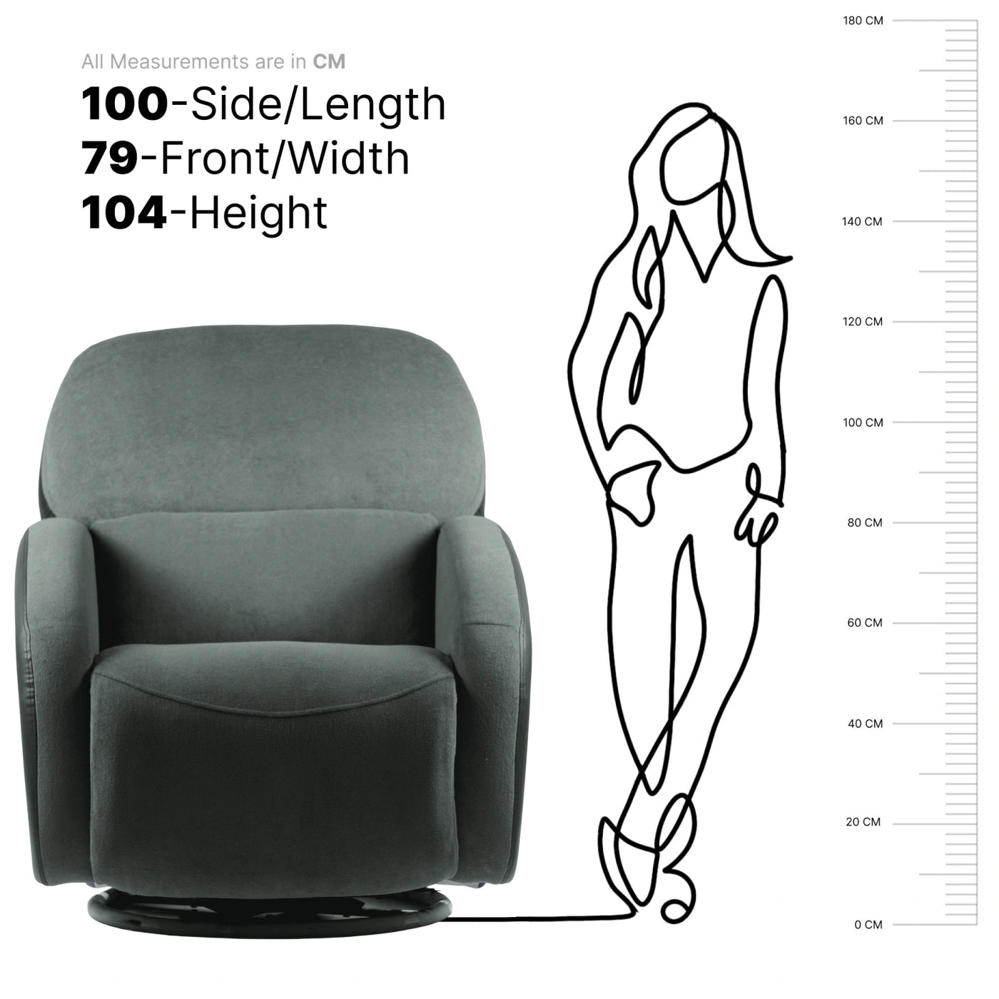 Hush Hiven Pebble Black Bear R3 Motorized Dual Leatherette &amp; Boucle Fabric Recliner with Pocket Spring - Hush Hiven