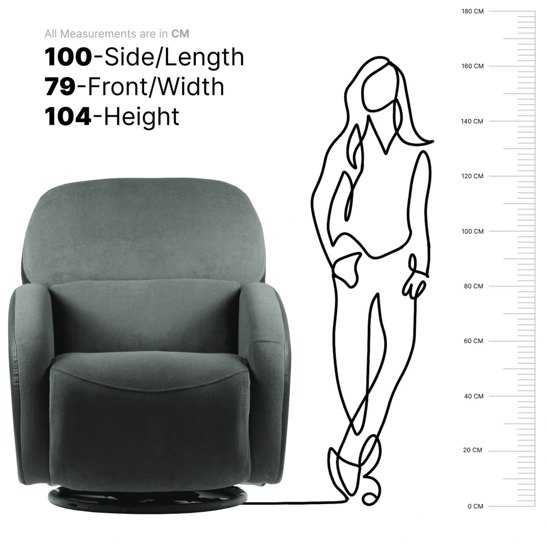 Hush Hiven Pebble Black Bear R3 Motorized Dual Leatherette &amp; Boucle Fabric Recliner with Pocket Spring - Hush Hiven