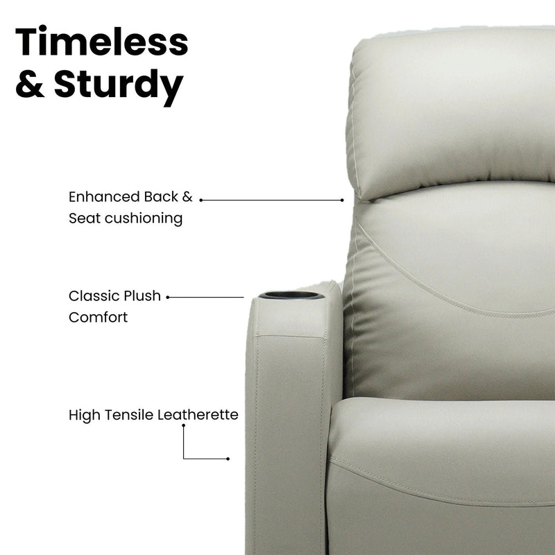 Ergonomically designed recliner seat promoting proper recliner position and long hour comfort