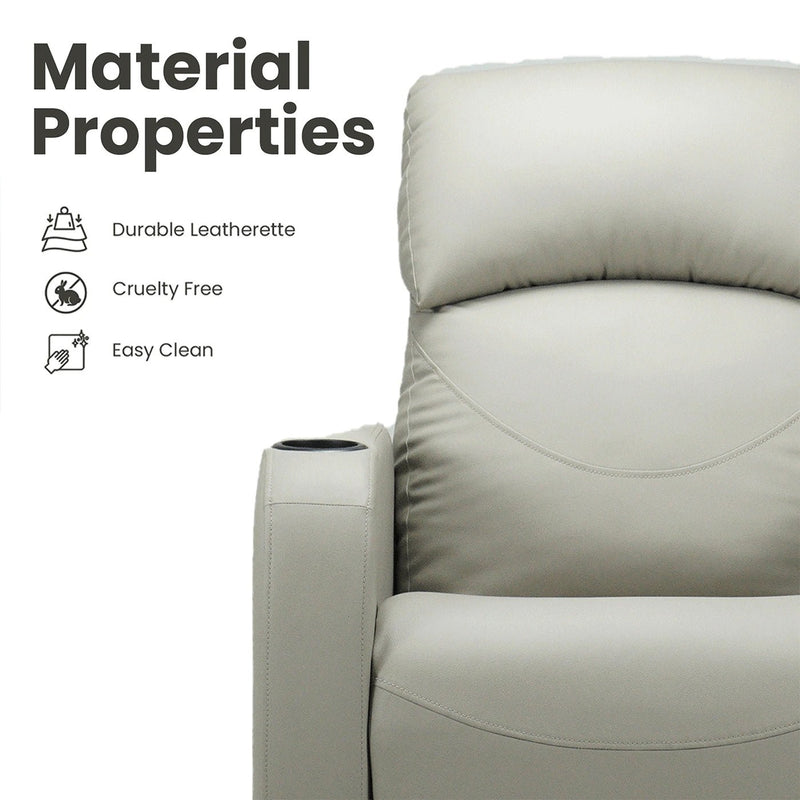 Material detail of recliner chair featuring durable leatherette recliner sofa finish easy to clean