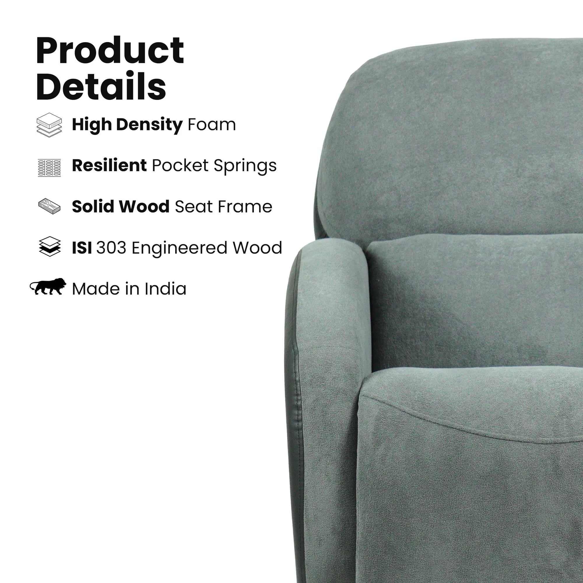 Hush Hiven Pebble motorized recliner chair black dual tone with high density foam pocket springs solid wood frame