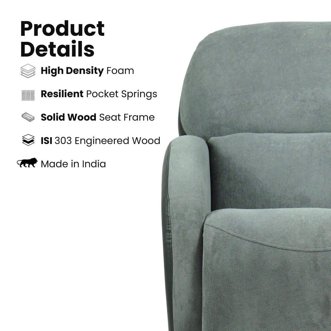 Hush Hiven Pebble motorized recliner chair black dual tone with high density foam pocket springs solid wood frame