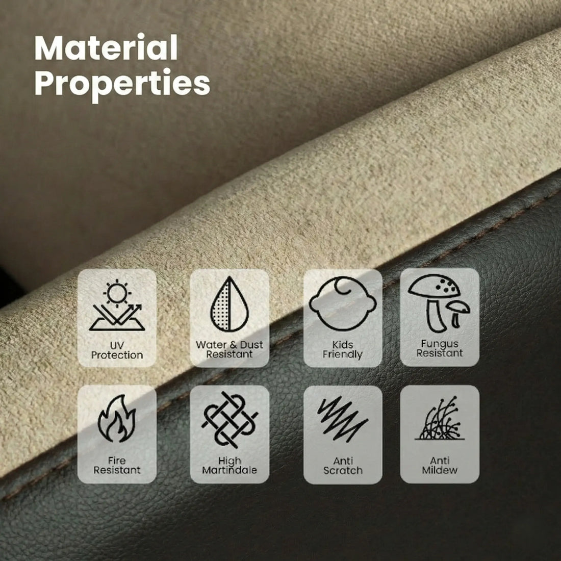 Hush Hiven Pebble motorized recliner chair brown dual tone fabric showing UV protection water dust resistant kids friendly