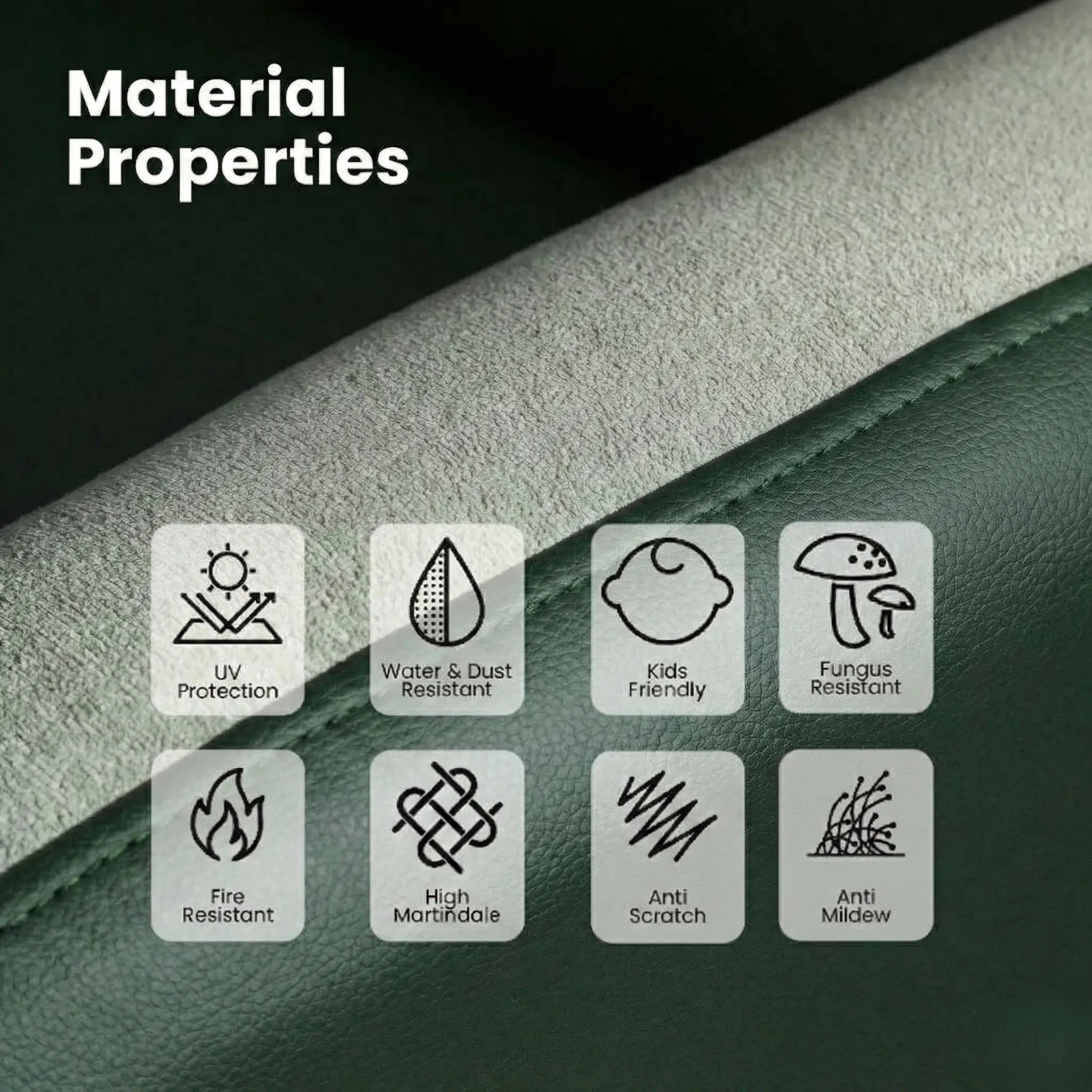 Hush Hiven Pebble motorized recliner chair green dual tone fabric showing UV protection water dust resistant kids friendly