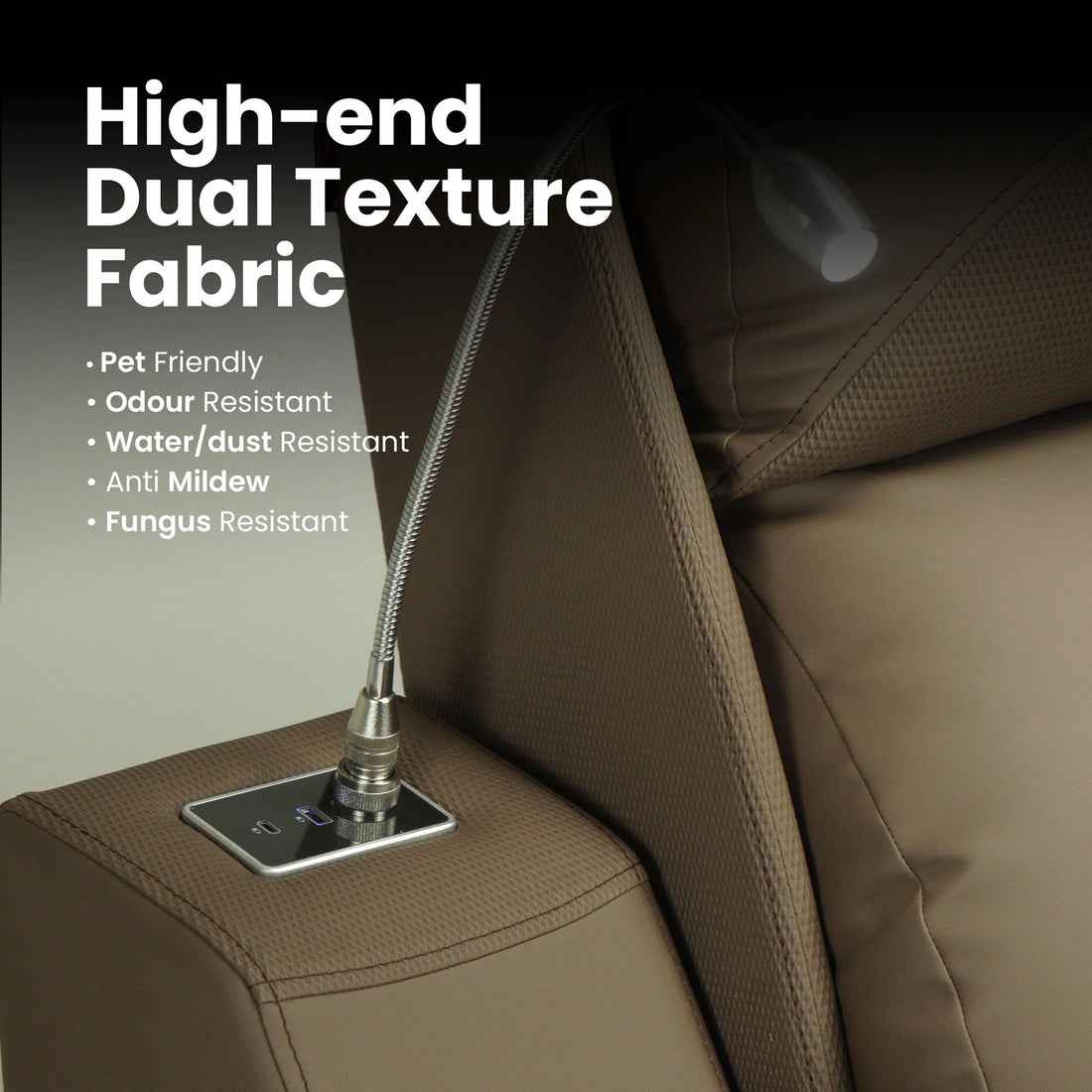 Hush Hiven Rockefeller Dual Motor Home Theatre Recliner Chair highlighting lamp