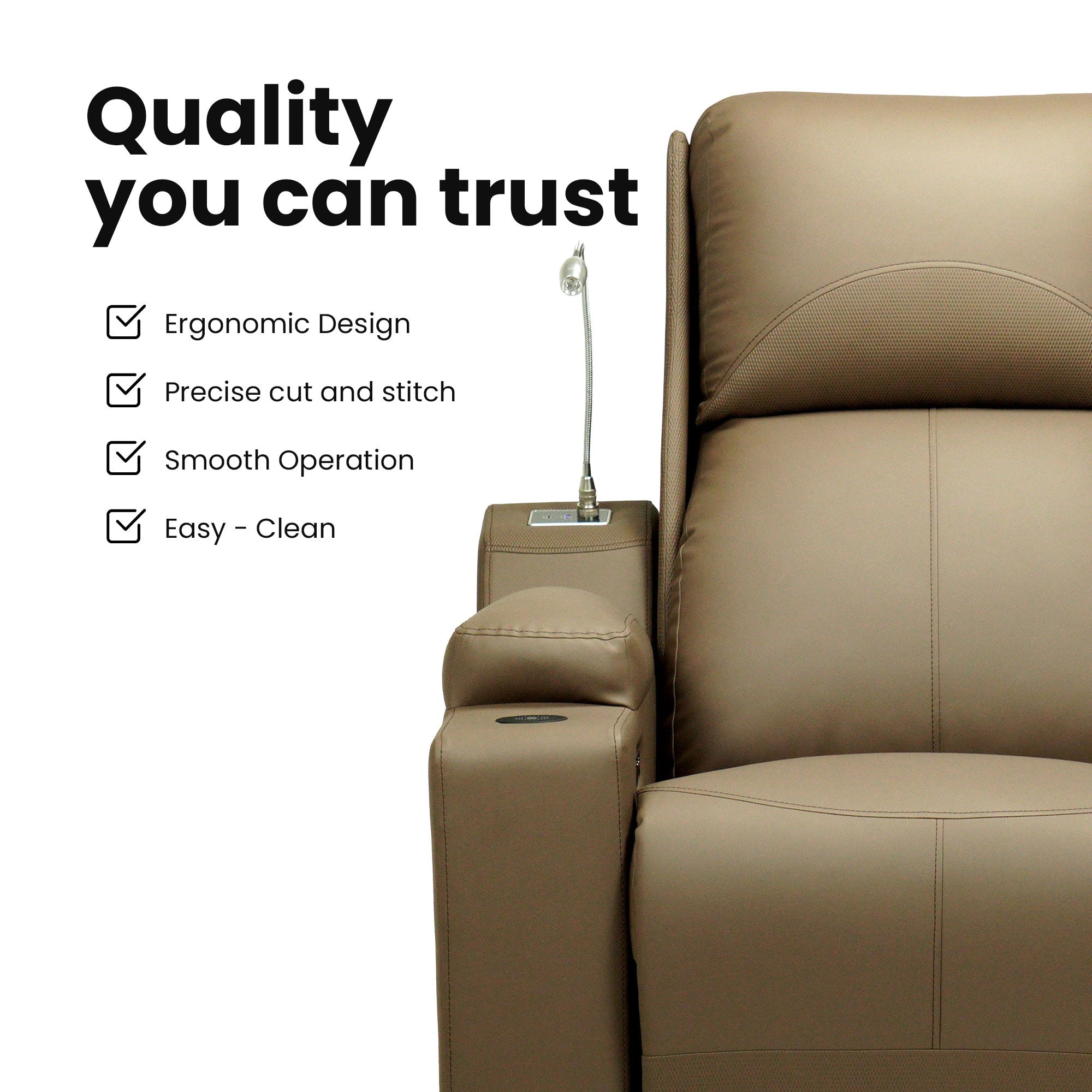 Hush Hiven Rockefeller Dual Motor Home Theatre Recliner Chair with armrest , lamp and cup holder quality features