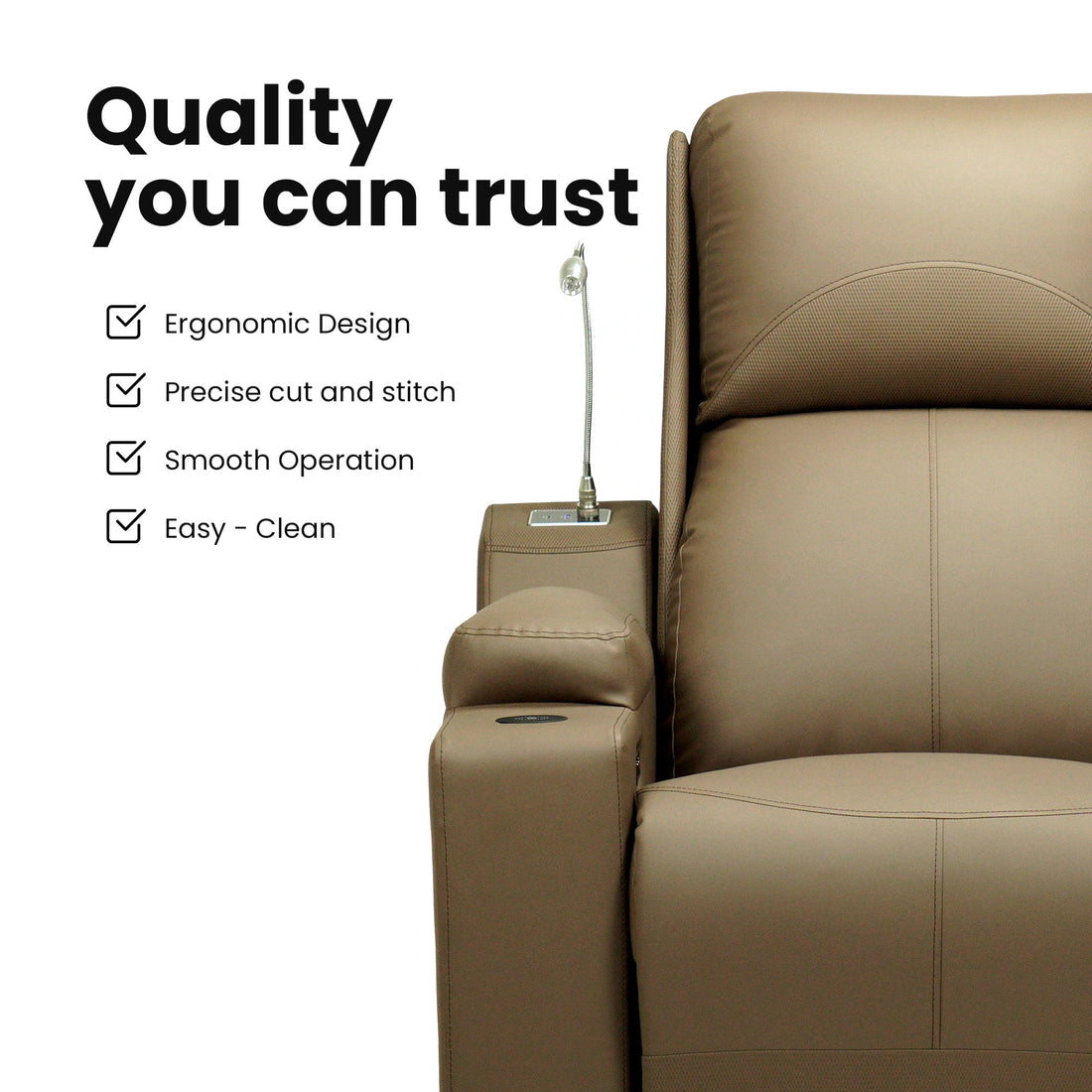 Hush Hiven Rockefeller Dual Motor Home Theatre Recliner Chair with armrest , lamp and cup holder quality features