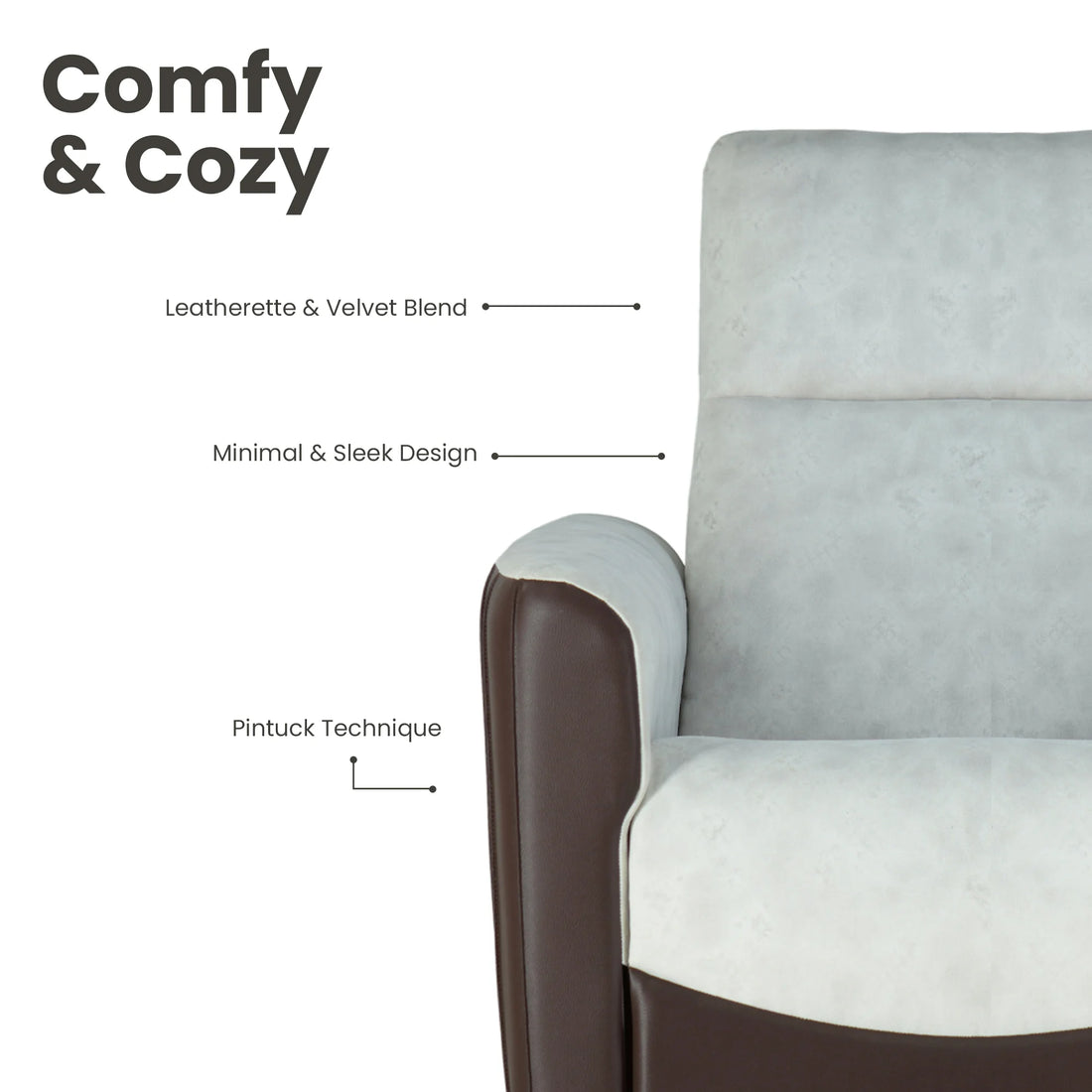 Hush Hiven Saturo R3 Manual Dual Fabric Recliner with Pocket Spring &amp; Pintuck Design - Hush Hiven