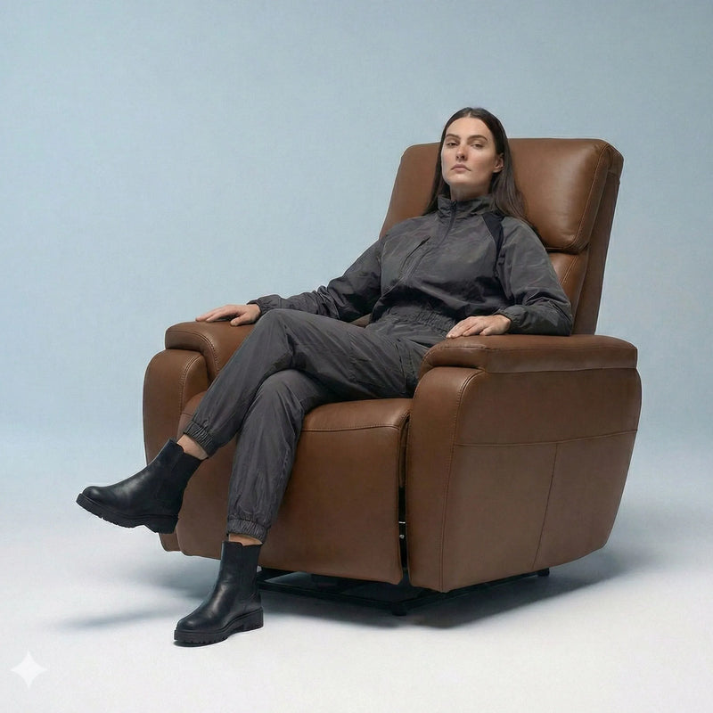Hush Hiven Zeus Motorized Recliner Chair Living Room Leatherette Luxury Recliner - Hush Hiven