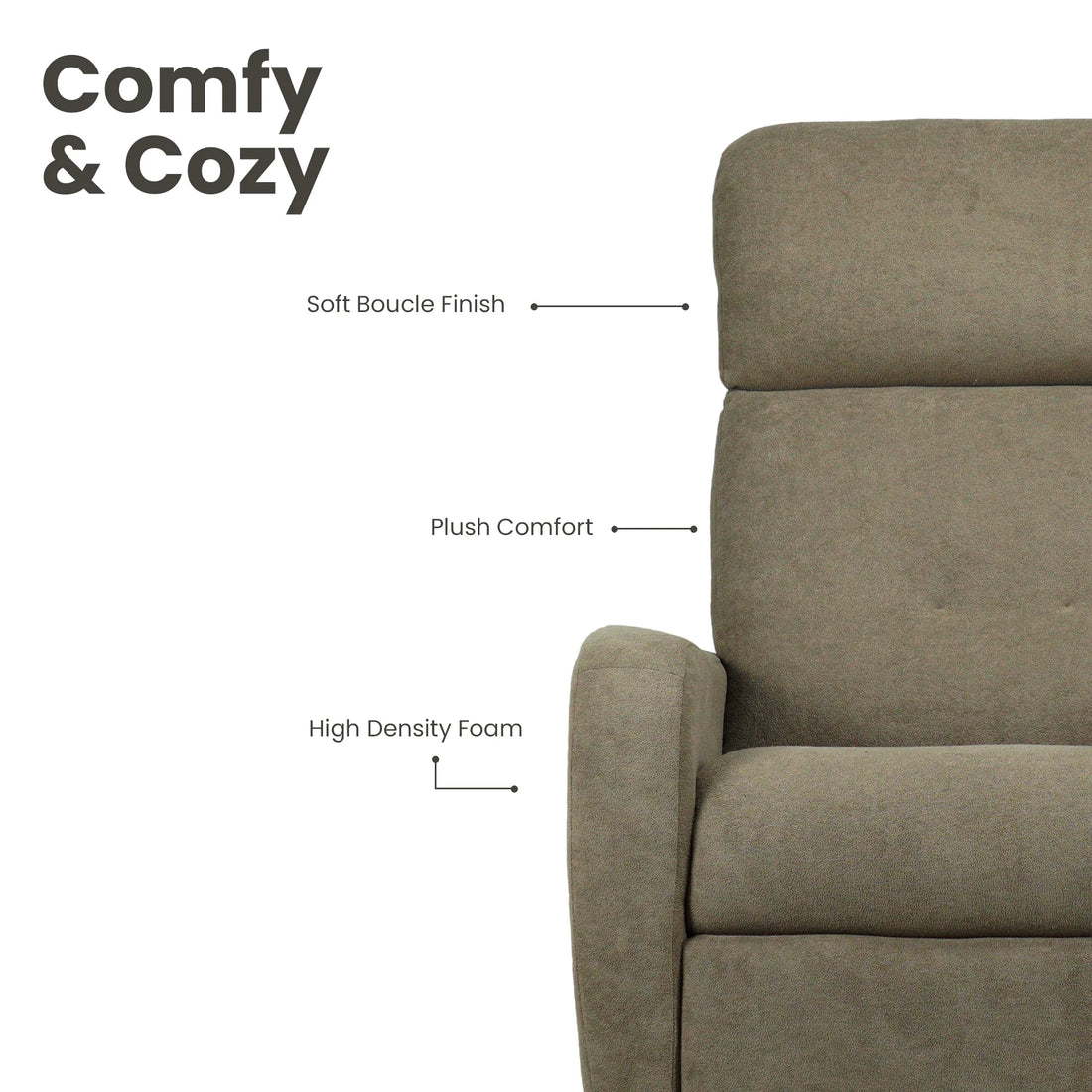 Hush Hiven Eva Hamster Boucle Recliner with Adjustable Headrest &amp; R1 Manual Mechanism - Hush Hiven