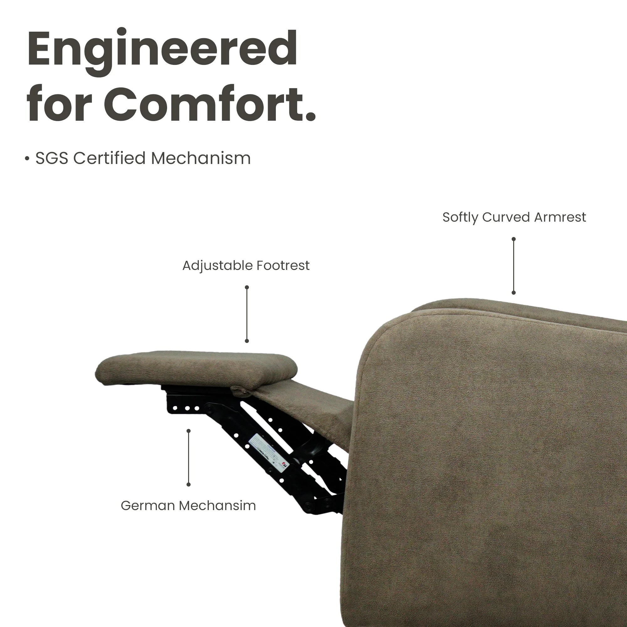 Hush Hiven Eva Hamster Boucle Recliner with Adjustable Headrest &amp; R1 Manual Mechanism - Hush Hiven