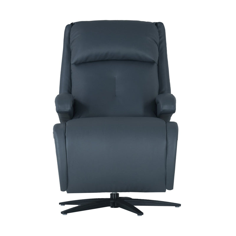 Harvey dark blue recliner chair office front view showcasing premium leatherette and structured comfort