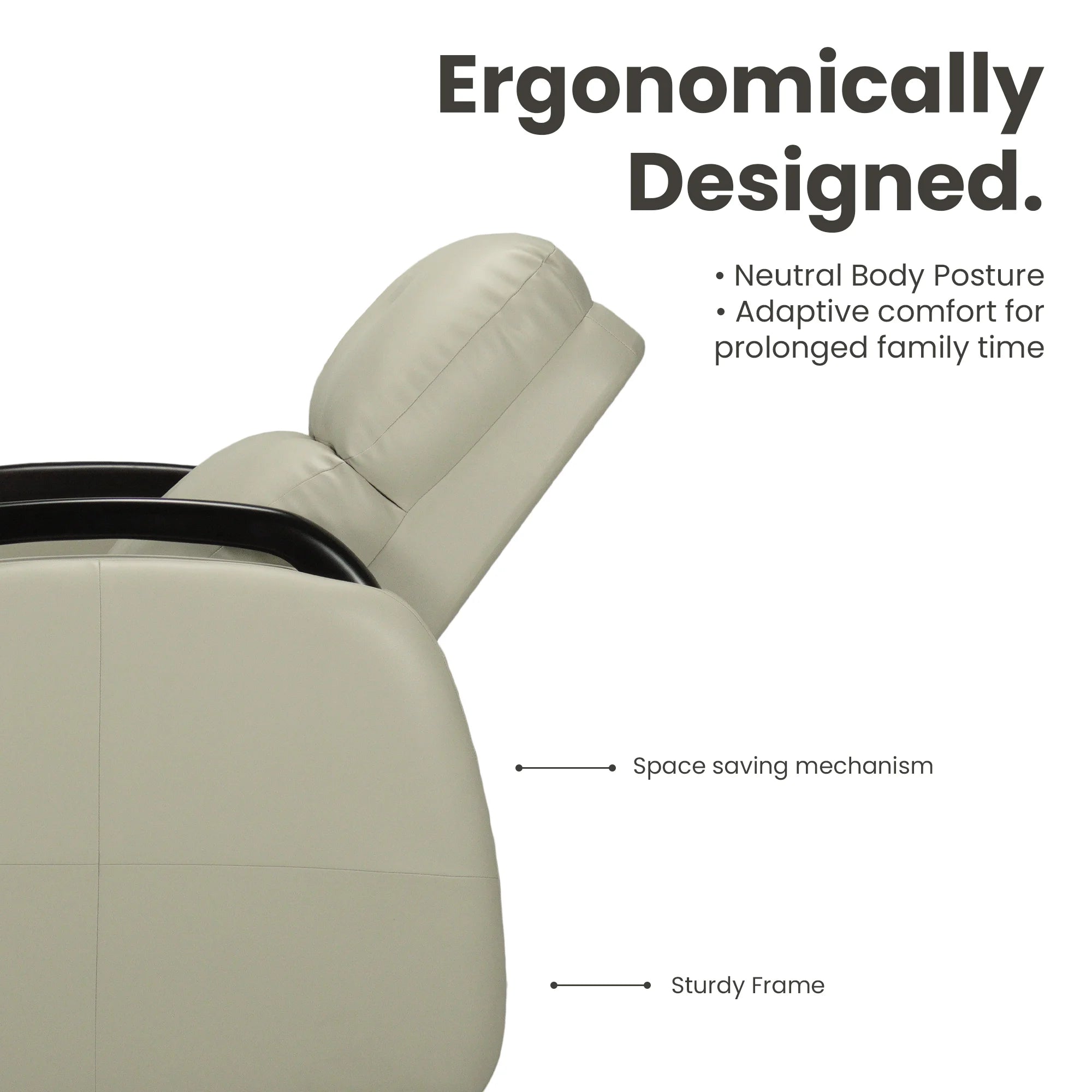 Hush Hiven Handbag Wood - to - Floor Leatherette Recliner with Solid Wooden Armrests &amp; Pocket Spring - Hush Hiven