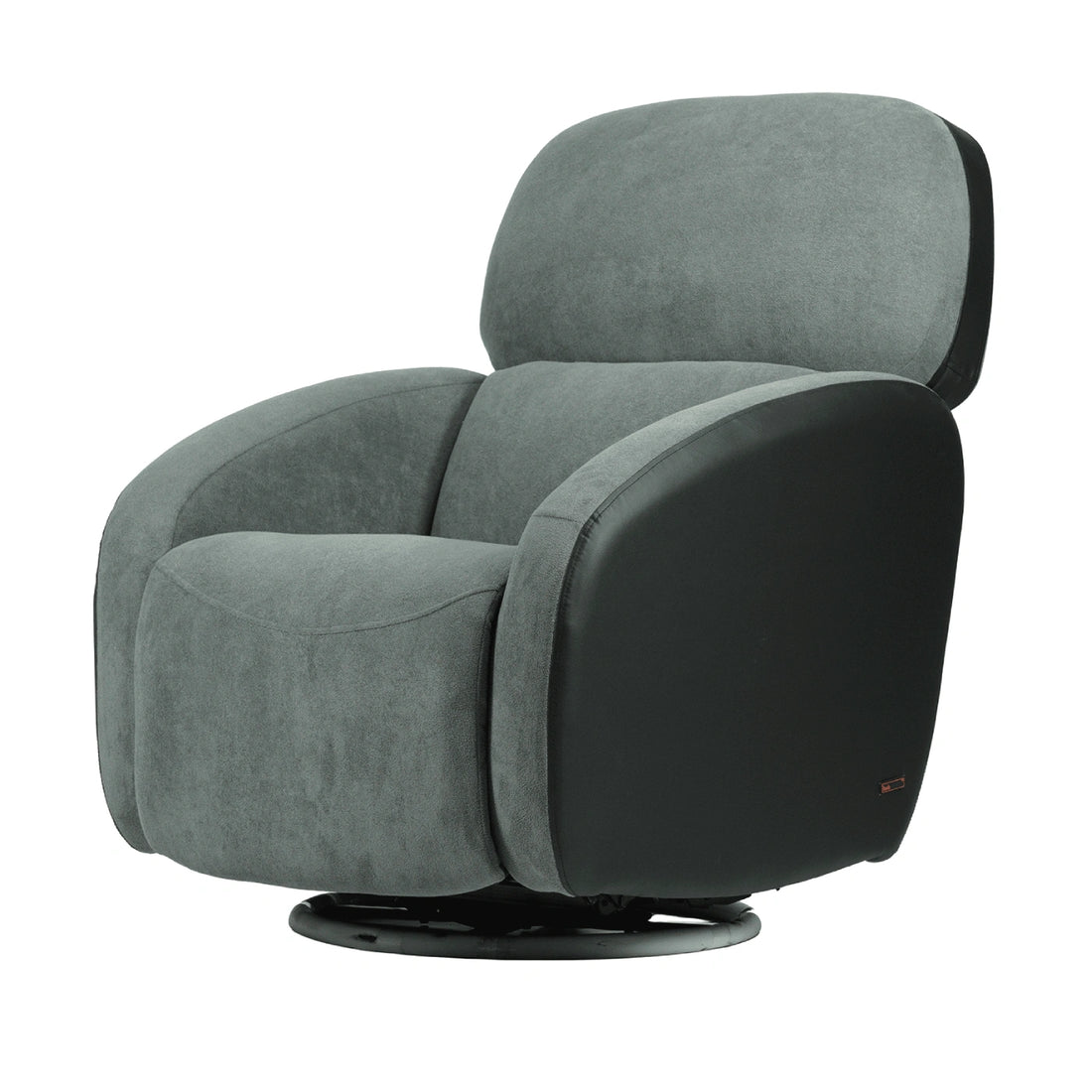 Hush Hiven Pebble Black Bear R3 Motorized Dual Leatherette &amp; Boucle Fabric Recliner with Pocket Spring - Hush Hiven