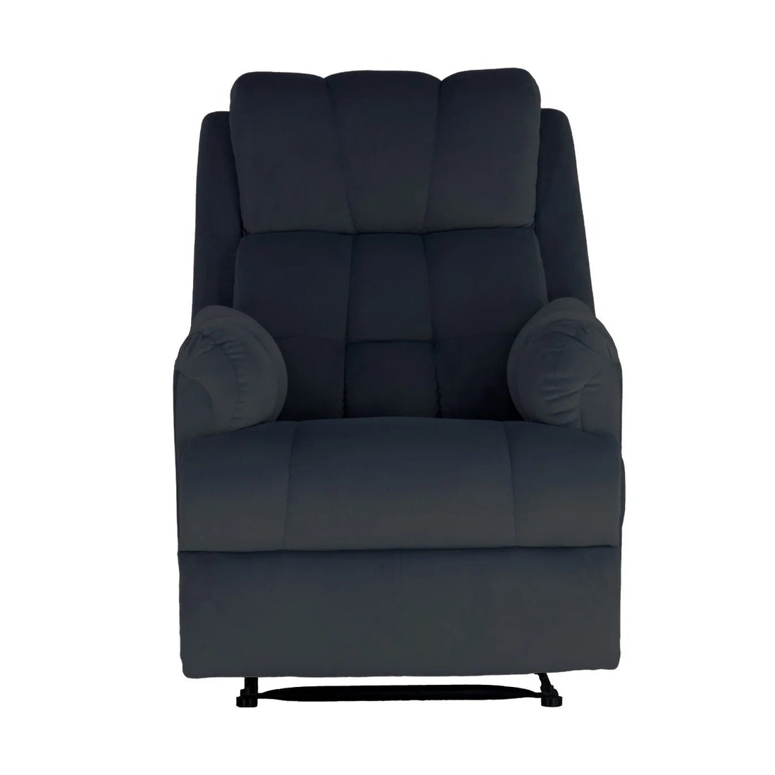 Black Hush Hiven Donna Velvet Single Seater Motorized Recliner chair in white background in front view