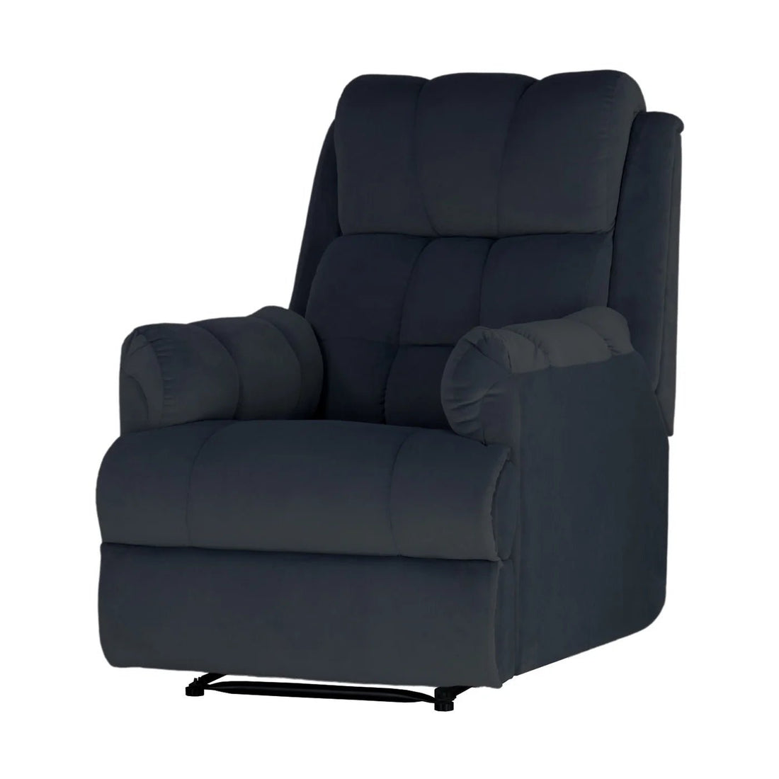 Black Hush Hiven Donna Velvet Single Seater Motorized Recliner chair in white background in side view
