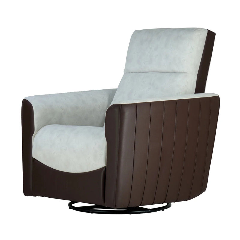Single recliner sofa with premium upholstery shown in side angle recliner position