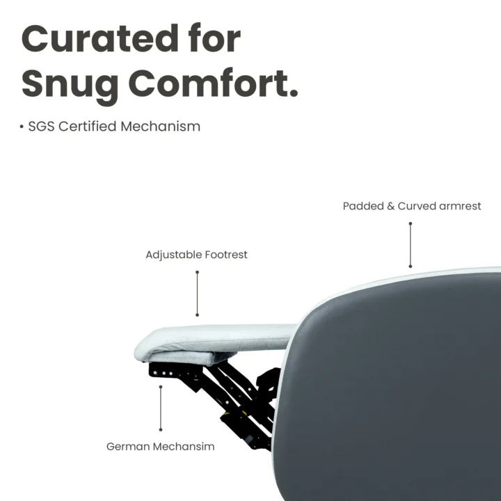 Hush Hiven Pebble Husky R3 Motorized Dual Leatherette & Boucle Fabric Recliner with Pocket Spring - Image 3