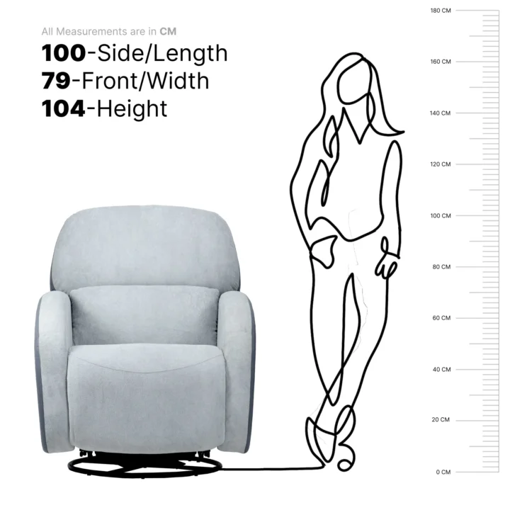 Hush Hiven Pebble Husky R3 Motorized Dual Leatherette & Boucle Fabric Recliner with Pocket Spring - Image 7