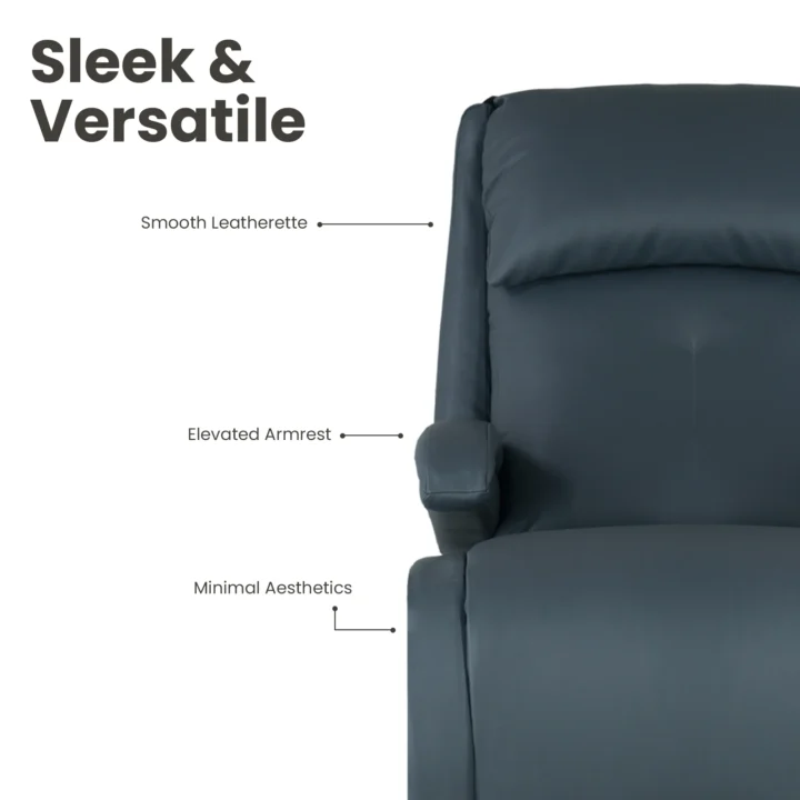 Hush Hiven Harvey Leatherette Multifunctional Recliner with Unique Armrests & Memory Foam - Image 6