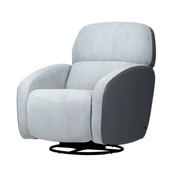 Hush Hiven Pebble Husky R3 Motorized Dual Leatherette & Boucle Fabric Recliner with Pocket Spring