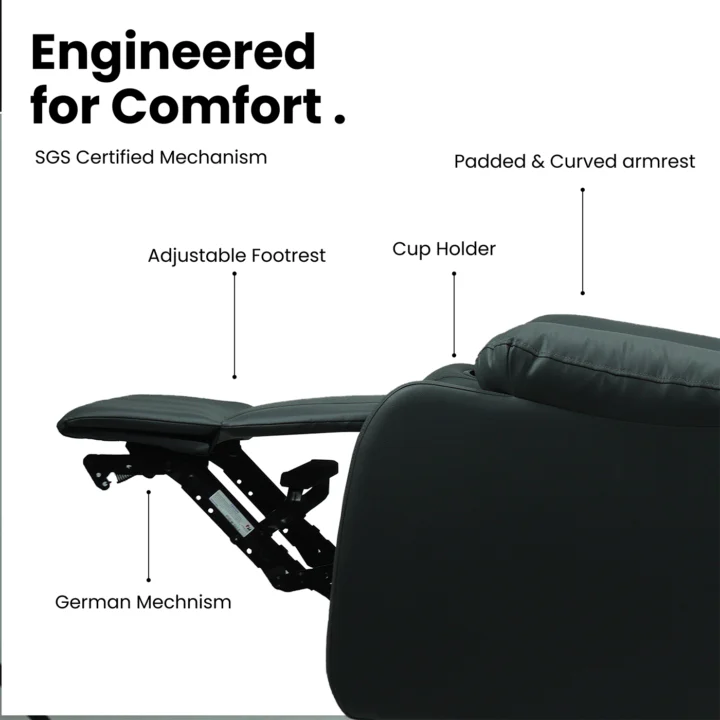Hush Hiven Big B Home theatre recliner: Comfy & Cozy Motorized Home Cinema Recliner with USB Type C & Type A device charging convenience. - Image 3