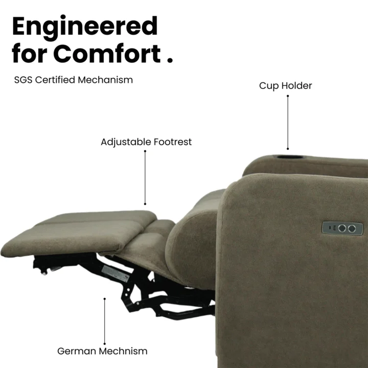 Hush Hiven EVA Dual Seater : Sleek & Versatile Motorized Recliner for Home theatre & Living room with Manually adjustable headrest - Image 4